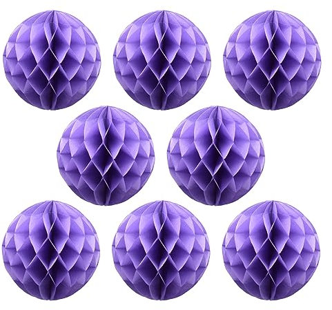 Ruidee 8 Stück Papier Wabenbälle 20cm Honeycomb Balls Pompons aus Seidenpapier Wabenpapier Papierkugeln Hängende Dekoration für Party Hochzeit Geburtstag (8in/Light Purple)