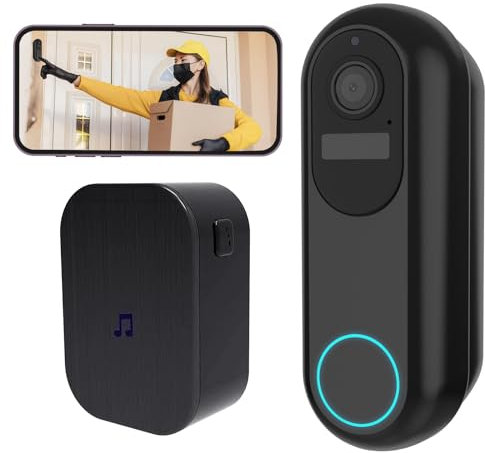 SURNICE WLAN Video Türklingel mit Kamera, 1080P Kabellose Video Doorbell mit Gong, 2,4/5GHz WLAN Klingel Haustür mit PIR Personenerkennung, 2-Wege-Audio, 160° Ultraweitwinkel, Nachtsicht
