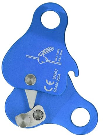 HERCHR Climbing Rope Grab, Self Locking Stop Descender 8-13mm Climbing Rope Grab Stopper Rescue Rappel Ring Climbing Gear Fall Protection Belay Device for Climbing Mountaineering Tree (Blue)