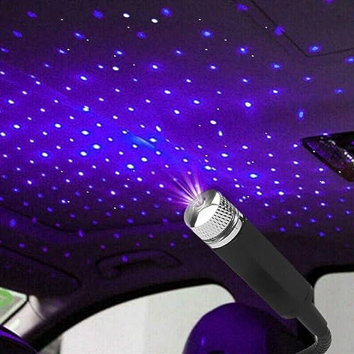 Luce D'atmosfera LED, Interfaccia USB, per Tetto Auto Atmosfera Cielo stellato Luce LED Proiettore Rosso Luce Notturna Regolabile Molte modalità, Romantico USB Luce per Auto/Festa (Viola)