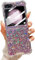 LCHULLE Designed for Samsung Galaxy Z Flip 5 Case,Girly Women Glitter Bling Bumper Shockproof Phone Case Ultra-Thin Hard PC Back Soft TPU Frame Cover for Samsung Z Flip 5 5G(2023)-Purple