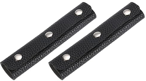 sourcing map 2 Stück Handtasche Griff Wickel Abdeckungen PU Leder Handtaschen Griffschutz 3 Klammern Reisegepäck Griffschutz Taschenhenkel für Häkeltaschen Koffer(13x10cm Schwarz)