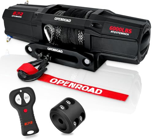 OpenRoad 2721 kg Seilwinde Kit für UTV/ATV, inklusive 15 m synthetischem schwarzem Seil, 12 V Permanentmagnetmotor, 2,9 PS Motor
