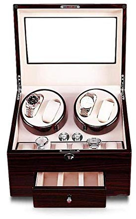 ASEDVG Mechanischer Uhren-Drehteller mit Schublade, 4-Positionen-Automatik-Uhrenaufziehvorrichtung, ultra-leiser Motor, 5-Gang-Einstellmodus, kompatibel mit 99% mechanischer Uhrenwicklung