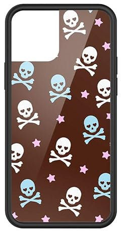 Wildflower Cases Knochen-Kreuzhülle, kompatibel mit Apple iPhone 12/12 Pro, modisch, Kaffeebraun, Weiß, Pirat, Totenköpfe, Geschenk, Schutz, Schwarz, Falltestzertifikat