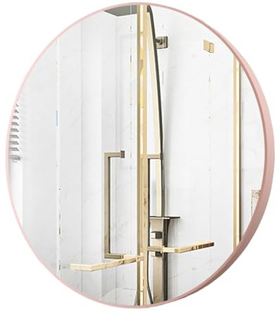lirrebol Runder Spiegel, 40 cm, Badezimmerspiegel mit Metallrahmen aus Aluminiumlegierung, moderner runder Spiegel, Wandspiegel für Eingangsbereich, Badezimmer, Schminktisch, Roségold