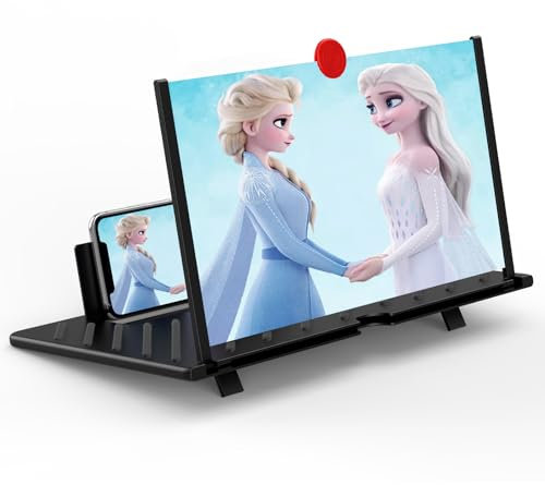 20 Screen Magnifier for Smartphone, 3D HD Mobile Phone Magnifying Projector Screen Enlarger Expanders for Movies, Videos, and Gaming, Foldable Phone Stand with Screen Amplifiere(Black 20inch)