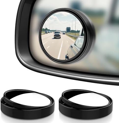 2-Pack Round Blind Spot Mirrors for Cars, 360° Adjustable Convex Mirrors