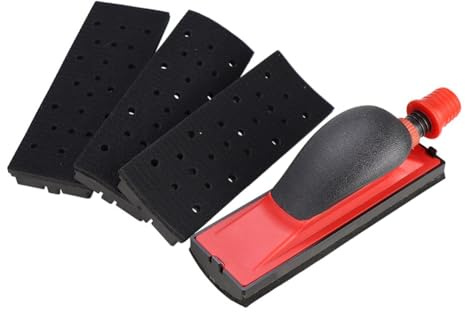 Hopbucan 70x198mm Vacuum Sanding Block 5Pcs Set Vacuuming Sanding Disc Holder Sandpaper 4Pc Backing Polishing Pad Easy Install Easy to Use