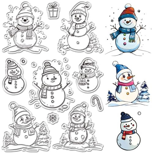 craspire Schneemann Stempel Aus Transparentem Gummi Zuckerstange Schneeflocke Geschenk Wiederverwendbar Transparentes Silikon Stempelsiegel Für Weihnachten Winter Journaling Kartenherstellung