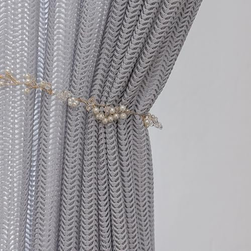 Aotiwe Vorhang Grau Außen, Vorhänge Küche Einfarbig mit Streifen Vorhang Outdoor XXL Polyester 2er Set 132 x 138cm