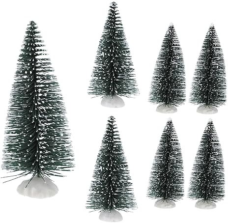 BUGUUYO 7stücke Künstlicher Weihnachtsbaum Mit Schneeeffekt Von Tischdekor Christbaumschmuck Aus Kunststoff Für Zuhause Büro Weihnachtsdekoration