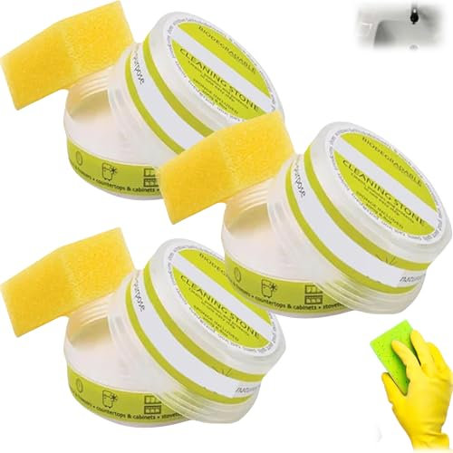 Eco-Friendly Cleaning Stone, Cleaning Stone With Sponge, Cleaning Pebble Shower Floor, Multi-Purpose Cleaner Multi-Surface Cleaner For Household Cleaning (3)