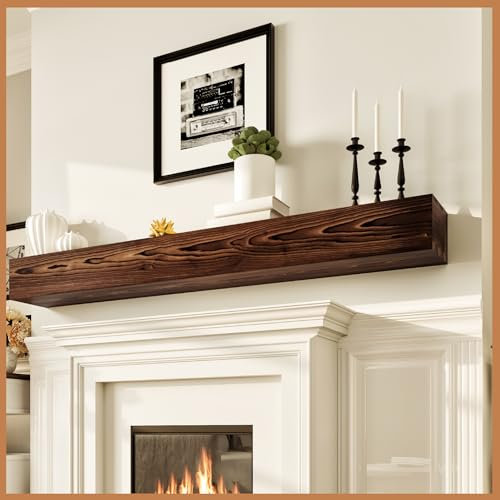 Avana Rustic Fireplace Mantle Shelf 84 Inches for Home Decor/Wall Decor - Handcrafted Wood Shelf for Wall - Decorative Fireplace Mantel Shelf - Farmhouse Mantle Decor 84 X 8 X 5 - Rustic Brown