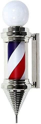 HHOZsafety Poste de barbero con Esfera Superior, Poste de barbero Impermeable, Letrero de Tienda de peluquería, Letrero Luminoso con Rayas Rojas, Blancas y Azules, Poste