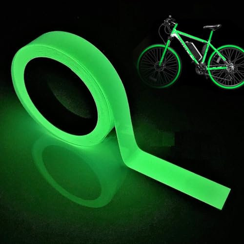 10mm Grünes Licht Leuchtendes Band, 1 Stück 10 Meter x 10mm Fluoreszierendes Klebeband, Warnband, Wasserdichte Aufkleber für Treppen, Wände und Ausfahrtsschilder