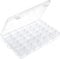 Piping Tip Organizer Box, 36 Grids Storage Container with Adjustable Dividers, Made with Clear Plastics, Compartment Container for Cake Decorating Tools, Baking Tools, Jewelry, Beads and Small Crafts