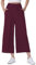HMIYA Damen 3/4 Culotte Hose Leichte und Luftig Sommerhose Weites Bein Stoffhose,Weinrot,L