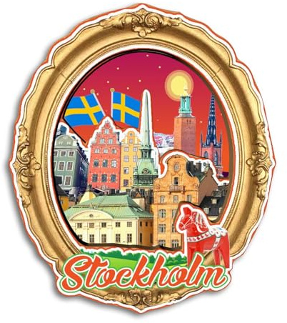 Quwsne Kühlschrankmagnet Stockholm Schweden Kühlschrankmagnet Stadt Reise Souvenirs Touristengeschenke 3D klassische Sehenswürdigkeiten handgefertigt Handwerk Heimdekoration -3932