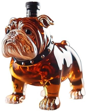 Bulldog Whiskey Bottle,Dog Decanter,Animal Whiskey Bottle,Glass Decanter,Funny Glass Collectible Novelty,Bachelor Event Home Wedding Collector