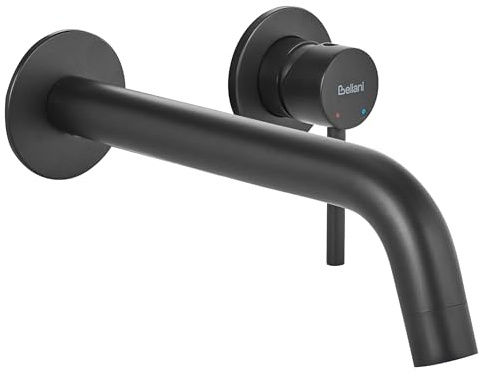 Single Lever Wall Mounted Basin Brass Mixer Tap Black Traful