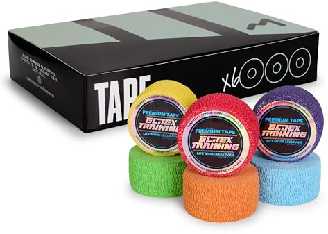 Elitex Premium Tape Extra Kleber, professionelles Sportband, Cross-Training, Gewichtheben, Powerlifting und Fitness, schweißresistent, Fingerschutz (gemischte Farbe, 6)