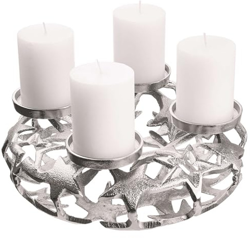 BUTLERS Adventskranz Sterne Ø30cm Aluminium Advent | moderner Kerzenständer für Weihnachten | runder Metallkranz | stilvolle Tischdeko für die Adventszeit