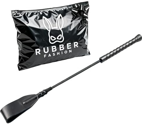 Rubberfashion Leder Peitsche - Reitgerte 45,5 cm - BDSM Peitsche - Erotik Spielzeug - Flogger & Peitschen - Bondage Set für Paare