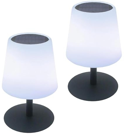 Lumisky Tischlampen, solarbetrieben, wiederaufladbar, LED, warmweiß/weiß, dimmbar, Standard Tiny Solar, Höhe 25 cm, 2 Stück