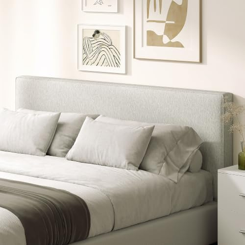 HOMCOM Kopfteil Gepolstert Wandkissen Schwebend ,160 x 60 cm, Cremeweiß | mit Leinenoptik, Bettkopfteil Wandpolster für Betten und Sitzbank, Kopfteilkissen für Schlafzimmer