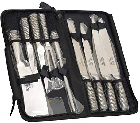 Ross Henery Professional, Set di coltelli da chef Eclipse da 9 pezzi in acciaio inox con custodia a cerniera