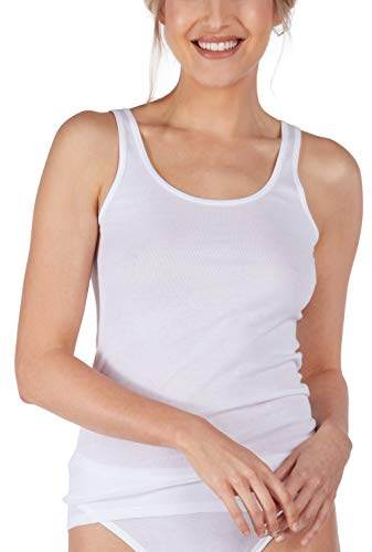 Huber Damen Achselshirt 2er Pack Unterhemd, Weiß (Weiss 0500), 48
