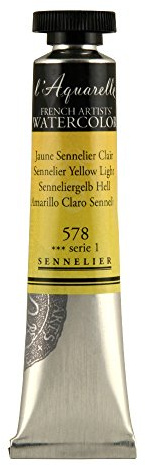 Sennelier L'Aquarelle French Watercolor, 21ml Tube, S1 Sennelier Yellow Light