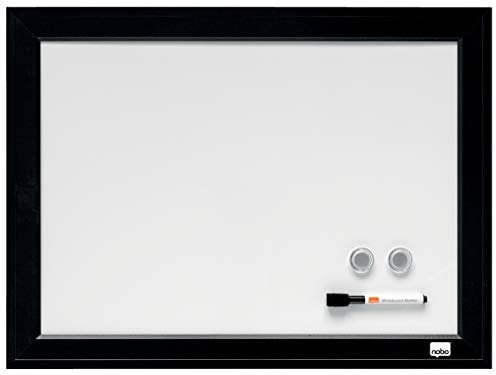 Nobo Small Magnetic Whiteboard With Black Frame, Wall Mountable, Includes Fixing Kit, Home/Office, 585 x 430 mm, 1903785