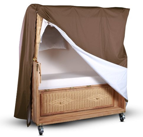 Protec Teak Strandkorb Schutzhülle - Ganzjahres-Abdeckhaube, atmungsaktiv, Strandkorb 2,5 Sitzer, braun