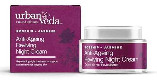 Urban Veda Reviving Night Cream | Vitamin A Retinol aus Hagebuttenöl & Granatapfelextrakt | Für reife, müde & faltige Haut | Anti-Aging | Kollagen-Gesichtscreme für Frauen und Männer | Vitamin C Glow