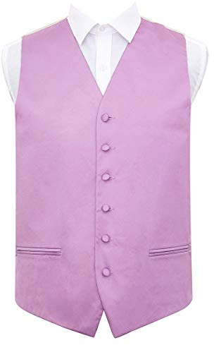 DQT Mens Plain Glossy Satin Classic Waistcoat - Wedding, Business & Formal Suit Vest