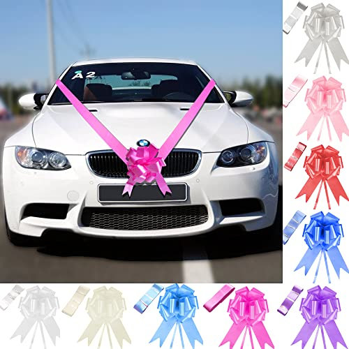 Time to Sparkle 1 Bow + 7M Ribbon Wedding Car Ribbon Decoration Kit Wrapping Large Bow (Cerise)