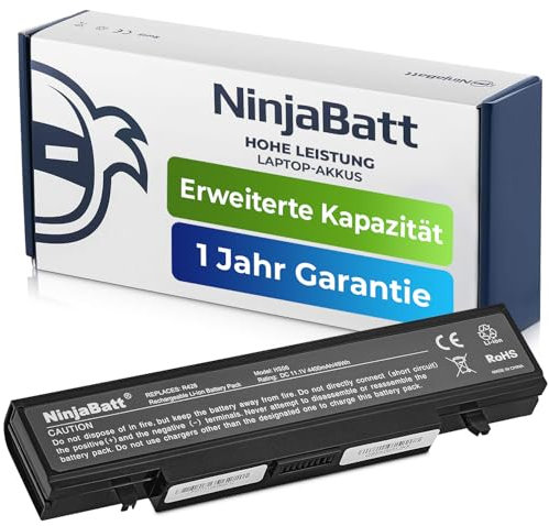 NinjaBatt Akku Samsung AA-PB9NC6B AA-PB9NS6B für Serie 3 und R-Series R730 R540 AA-PB9NC6W R530 R780 R580 RV510 R519 RV511 RV520 AA-PB9MC6W RF511 R520 R428 - Hohe Leistung [6 Zellens/4400mAh/49wh]