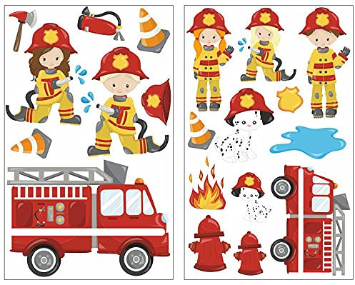 Samunshi® 20x Wandsticker Feuerwehr Wandtattoo Kinderzimmer Mädchen Jungen Kinder Wandtattoo Babyzimmer Deko Junge Wall Stickers 2x 16x26cm