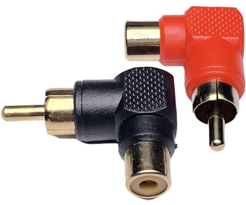 CESS RCA Right Angle Male to Female Adapter, Red Black, 4 Pack