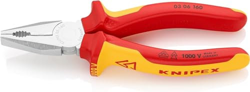 Knipex Pinza universale cromata, isolati con manici rivestiti in materiale bicomponente, collaudati VDE 160 mm 03 06 160