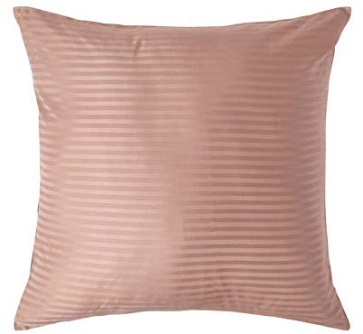 HOMESCAPES Damast Kissenbezug 80x80 cm Taupe-beige mit Satin-Streifen & Reißverschluss, 100% ägyptische Baumwolle, Fadendichte 330