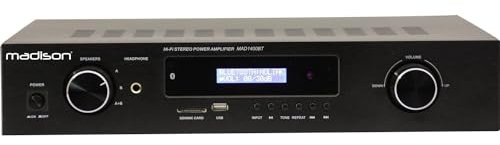Madison MAD1400BT-BK Stereo Amplifier with Tuner/USB/Bluetooth/Remote Control - Black
