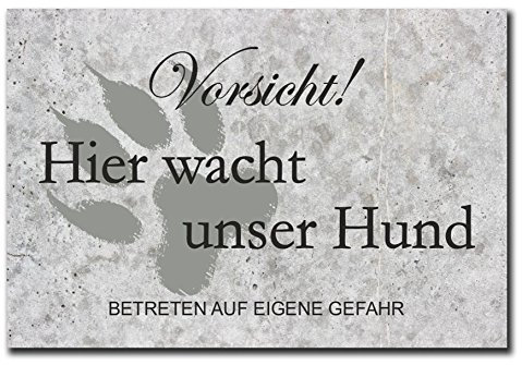 Hochwertiges Metallschild 30 x 20 cm aus Alu Verbund Vorsicht Hier wacht unser Hund Deko Schild Wandschild