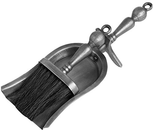 Hearth Fireside Shovel Brush Set Fire Fireplace Tidy Tools Antique Pewter Silver