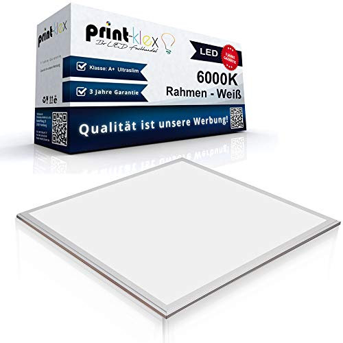 Print-Klex GmbH & Co.KG LED Panel Ultraslim 60 x 60cm Deckenlampe Einbaustrahler Lichtlampe 36 W 3600 Lumen 6000 K-Kaltweiß Weißerrahmen - Office Pro Serie