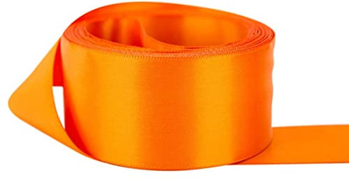 GCS LONDON Satin Ribbon. Perfect for Gifts Wrap Sew Party, Decorations Events Dress Wedding Christmas Crafts, Bows Car, DIY, Bouquets, Cake More - 38mm Wide - 5 Meters (Orange)