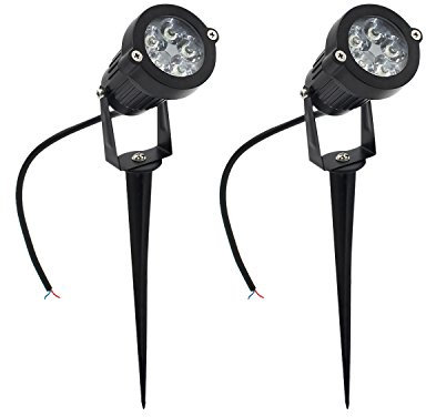 5W LED lámpara Rojo con espiga de césped, luz impermeable pincho de jardín de 500lm, led proyector de suelo, paisajes (Paquete de 2)