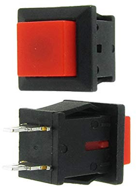Aexit Interruptor de botón cuadrado momentáneo rojo de 20 piezas N/O SPST CA (model: I8808VIIO-1422JN) 125V / 1A
